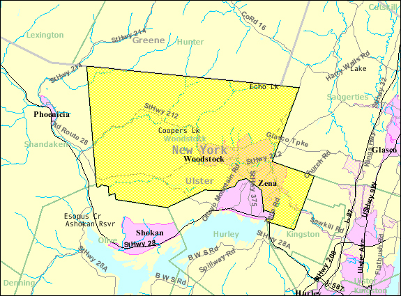WOODSTOCK NY MAP ULSTER COUNTY 3